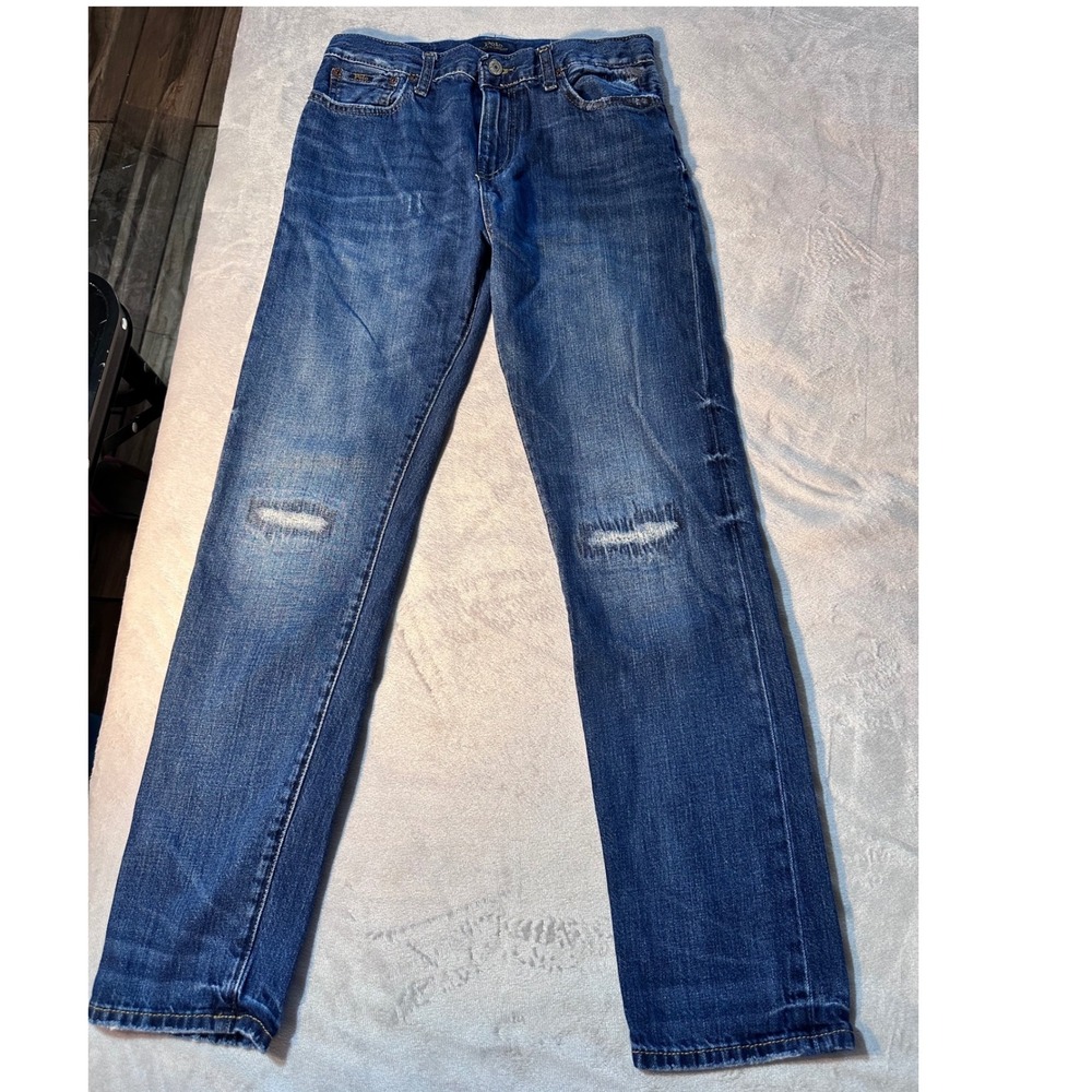 Polo Ralph Lauren Sullivan Slim Jeans Kids Size 16 Distressed Blue Denim